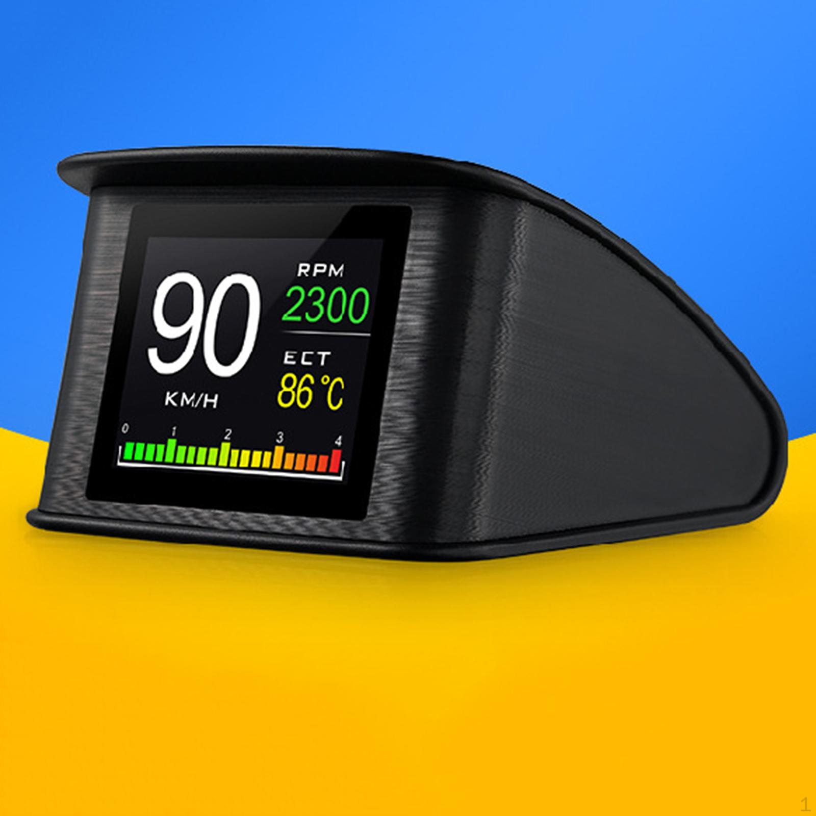 

car HUD 2.6 LCD Screen Display w/ OverSpeed Alarm Voltmeter Warning for All Vehicle