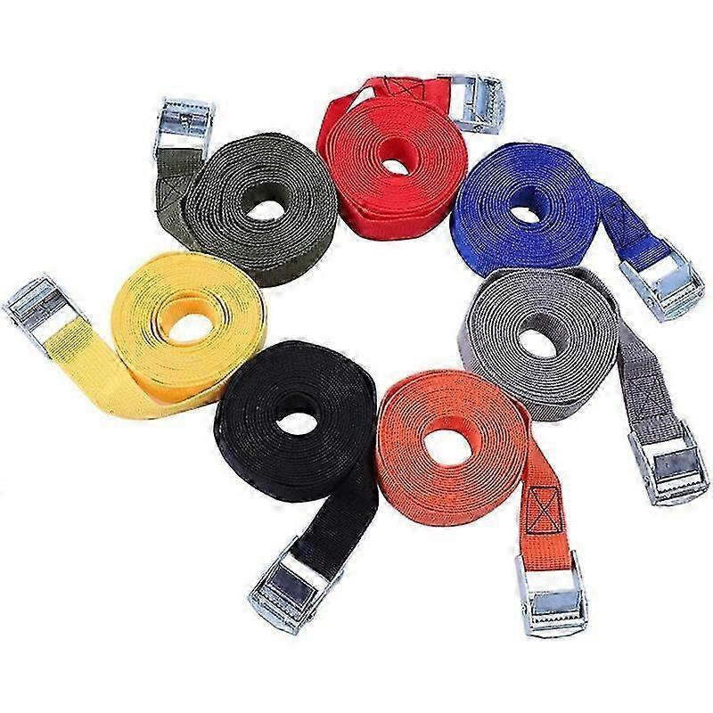 Ratchet Strap Pack of 6, Polypropylene Luggage Strap, Lashing Straps, Used for Car, Motorcycle, Kayak, Adjustable, Wear-Resistant Friction, Not Easy T