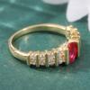 Classic Inlaid White Red CZ Women's Ring Trendy Gold Color Geometry Daily Wear Party Jewelry Anniversary Gift