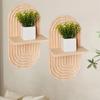 2Pieces Bohemian Wall Shelf Floating Shelves Oval Shape Storage Display Rack Hanging Shelf for Bathroom Bedroom Decors