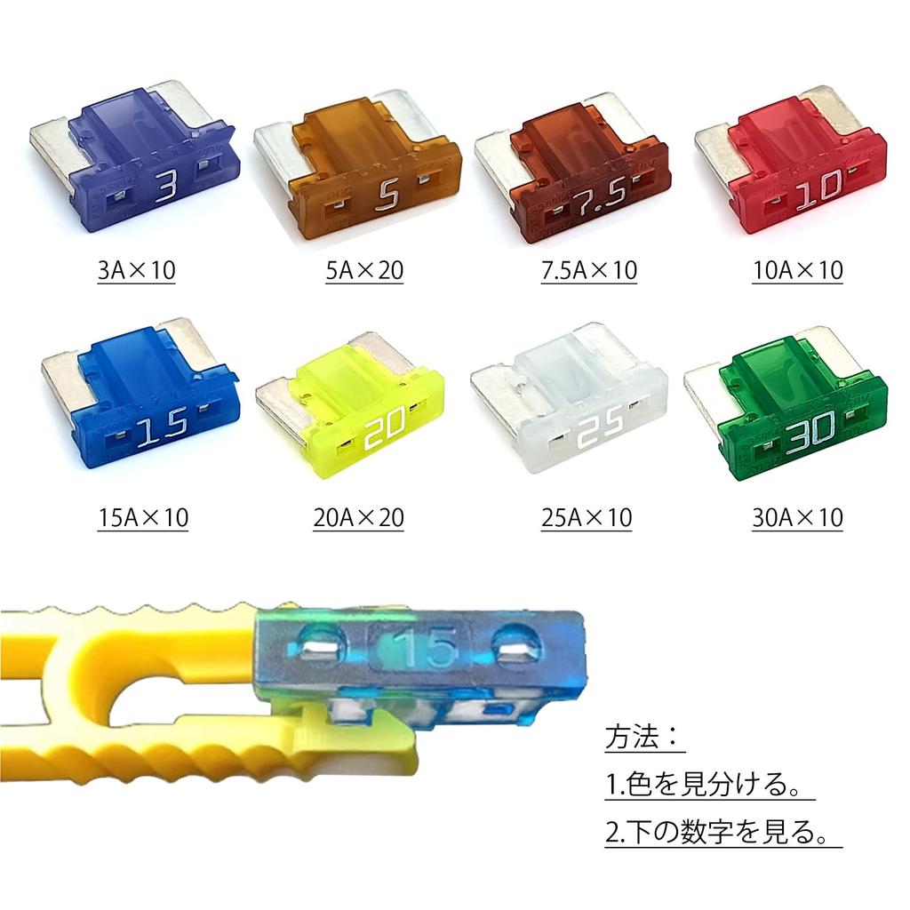 YFFSFDC 100 Pcs Low Profile Fuses Mini Flat Fuse Set 3A 5A 7.5A 10A