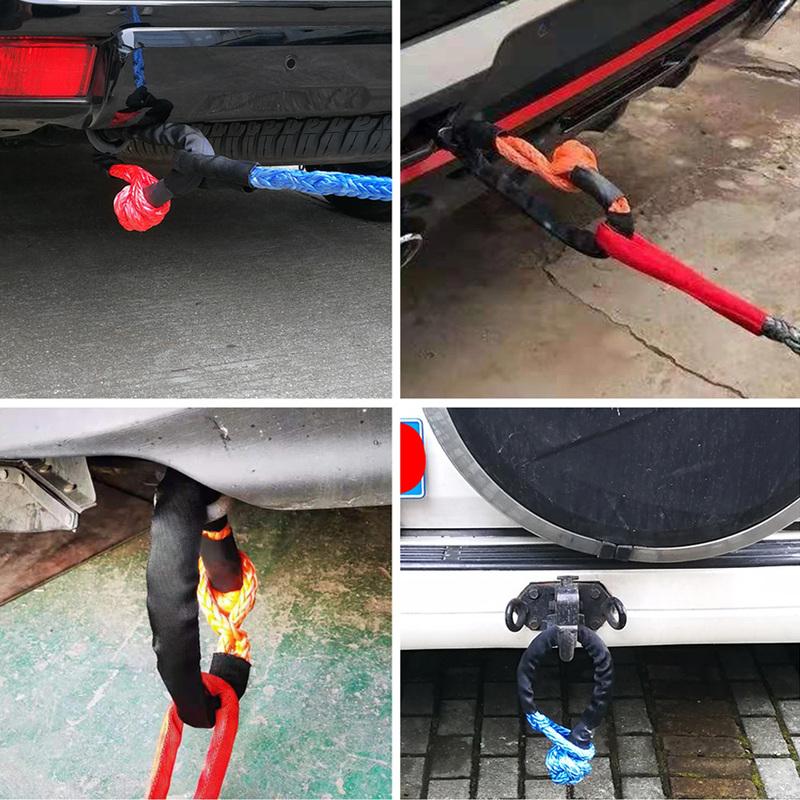 1pc Auto Accessories Car Road Recovery Towing Ropes Protective Sleeve 38000 Lbs Synthetic Fiber Heavy Trailer Pull Strap Shackle