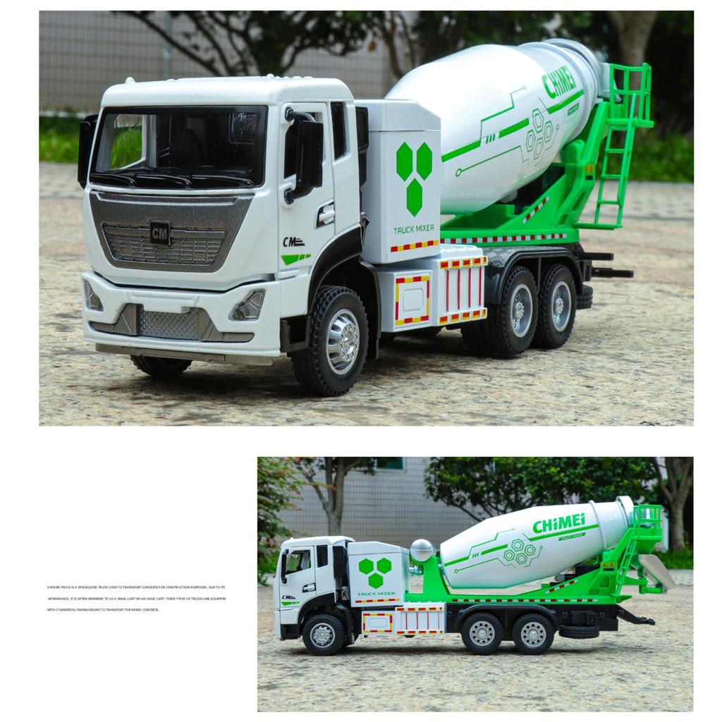 1/32 Scale Electric Concrete Mixer Truck Model Alloy Die Casting Can Model Real Work Children Toy Car Boy Gift