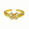 Medieval Fashion Butterfly Zircon Wheat Ear Ring Women'S Italian Brushed Craftsmanship Light Luxury Super Fairy Temperament Ring