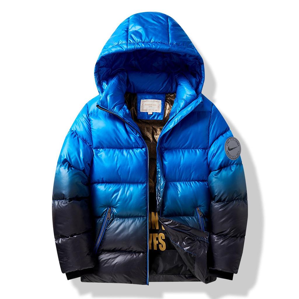 Zimní péřová bunda s kapucí pro chlapce s grafenovým ohřevem – Silný, teplý bavlněný kabát pro starší děti