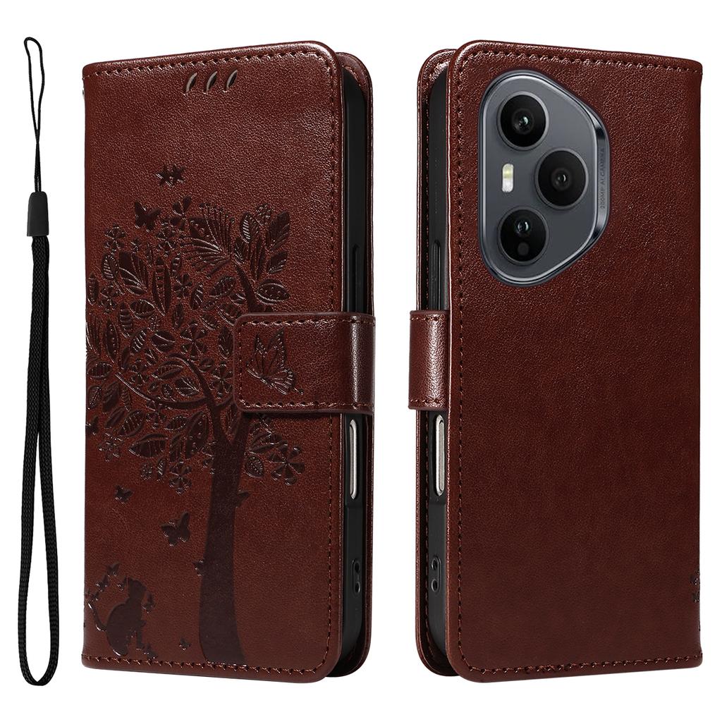 For Honor 400 Pro 5G (Global) Phone Case with Stand Cat Tree Pattern Leather Wallet Mobile Cover