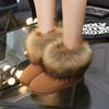 Fox Fluffy Snow Boots, Women's Cotton Boots, Plush Thermal Women's Shoes, Winter Mid-low Cotton Shoes