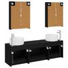 5 Piece Bathroom Furniture Set Black Oak Engineered Wood and Glass