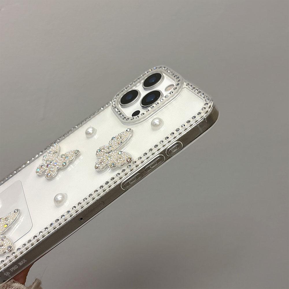 INS Korea Glitter 3D Pearl Butterfly Diamond Phone Case For Honor Magic 7 6 5 Lite Honor 300 400 Pro 400 Lite X40 X50 X60 Pro