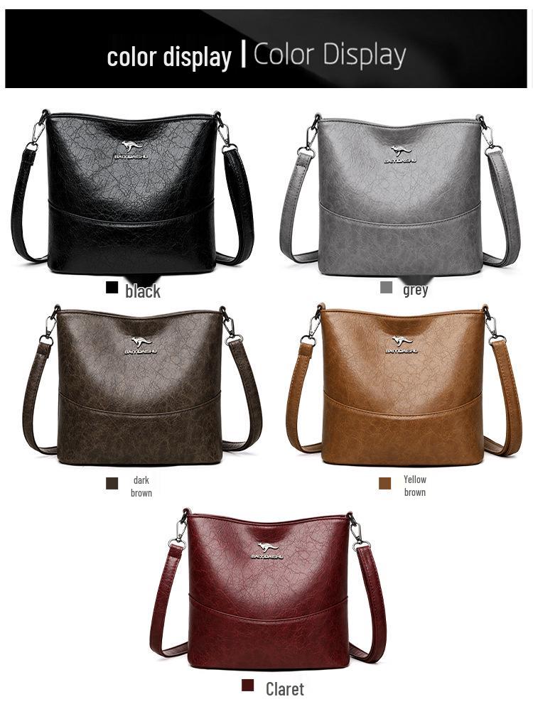 Women's 2025 Fashion Soft Leather Bucket Bag - Large Capacity, Practical Single Shoulder, Crossbody, and Underarm Bag