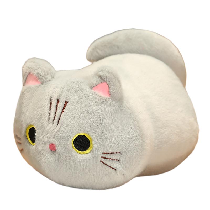25/35cm Squishy & Long Plush Cat Plush Lying Pillow Stuffed Orange White Black Grey Eyes Closed Eyes Kawaii Companion Gift