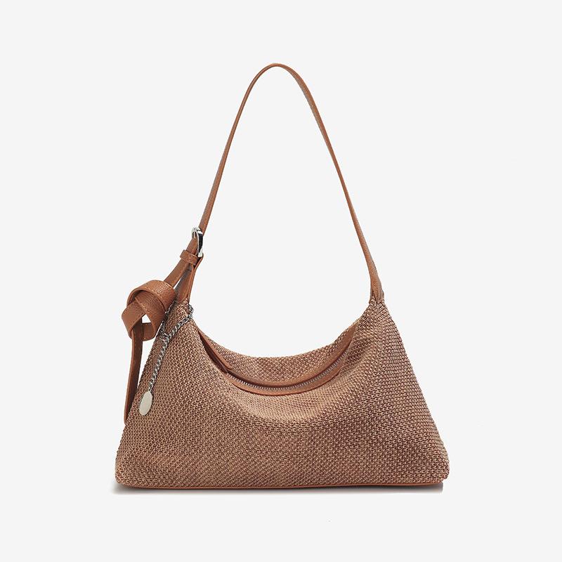 

Leisure Grass Woven Armpit Bag, Trendy Seaside Vacation Lazy Style Woven Bag, Simple and Large Capacity Single Shoulder Crossbody Bag