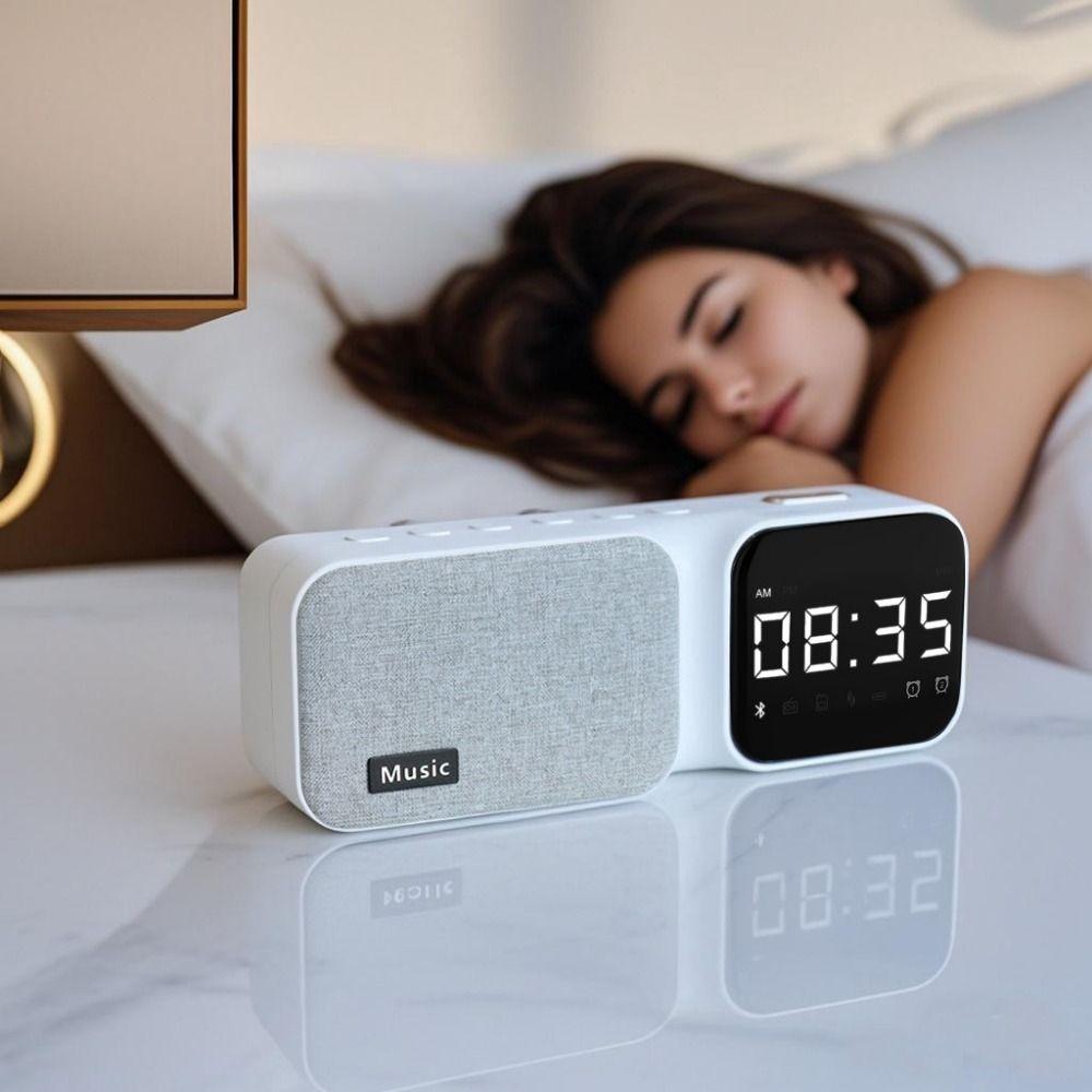 FM Radio Bluetooth Speaker Wireless White Noise Device Digital Table Alarm Clock Sleep Soothing
