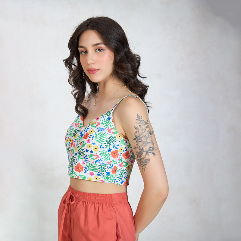 Virgio Women Crop Length Half Fitted Fit Sweetheart Neck Top