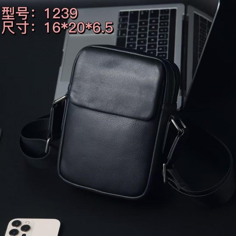 Men s Top Layer Cowhide Casual Fashionable Single Shoulder Crossbody Bag Classic Versatile Small Hand-held Men