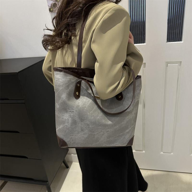 Elegant Black Grey And Blue Pu Tote Bag For Women Perfect For Daily Work Commute