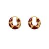 Light Luxury High-end Temperament Enamel Ear Buckle Fashion Design Earrings Drop Glaze Leopard Print Ring Earrings