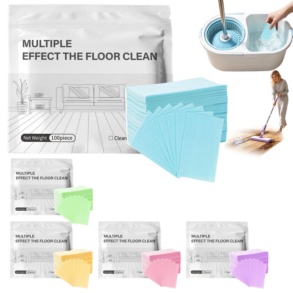 100pcs Floor Tablets Cleaner for Mopping,Multi-effect Floor Cleaning Fresh-Smell Paper,Water-Soluble Floor Cleaning Sheets