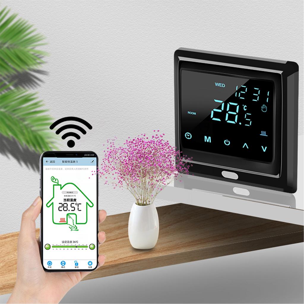Wi-Fi Smart Thermostat 16A Digital Temperature Controller APP Remote Control Weekly Circulation Programmable Electric Underfloor Hting with Large LED 