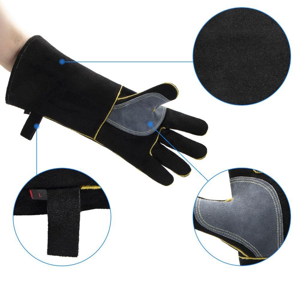 Leather Heat Resistant Gloves High Temperature Resistance Safety Gloves Welding Gloves Kitchen