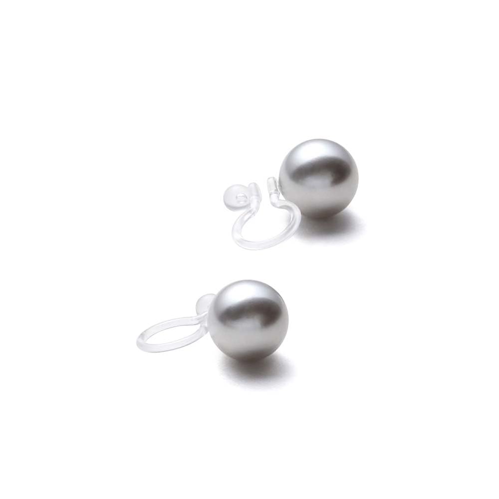 

Resin Pearl Grand Choice of Brand Warranty Silver [VOTRE COUTURE] Earrings, Premium, Colors, Pearls, Hypoallergenic, 3-Year (10mm, Gray)