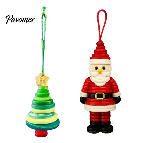 Button Ornament Crafting Set DIY Christmas Kit Stacked Colorful Buttons Tree Making Snowman/Santa/Angel/Tree Craft for Holiday Decor Educational Kids