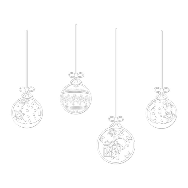 White Christmas Balls, Electrostatic Stickers, Shop Window Decorations, Glass Doors, Shopping Mall Festive Atmosphere Stickers
