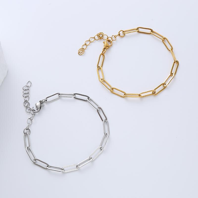 Chain Acero Inoxidable 18k Gold Plated Paperclip Chain Stainless Steel Bracelets