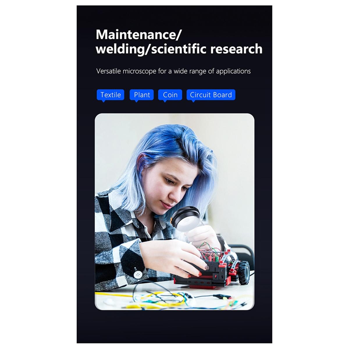 

2025 New Foldable IPS 2-Inch High-Definition Screen Electronic Digital Microscope Magnifier for Repair Identification Detection чорний