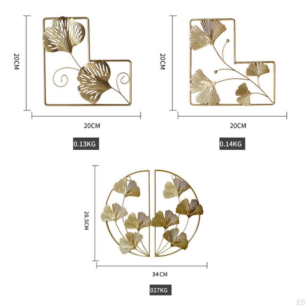 3 Ginkgo Leaf Sculpture Wall Hanging Leaves Shape Crafts Decoration for Study Room Coffee Decor