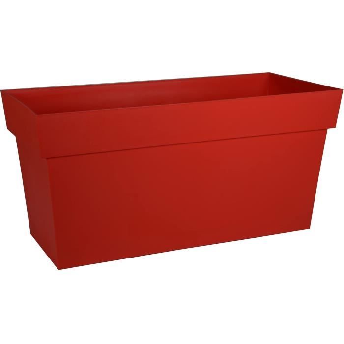 EDA Jardinière avec roulettes Toscane - 79 x 35 x H 39 cm - 74 L - Rouge rubis