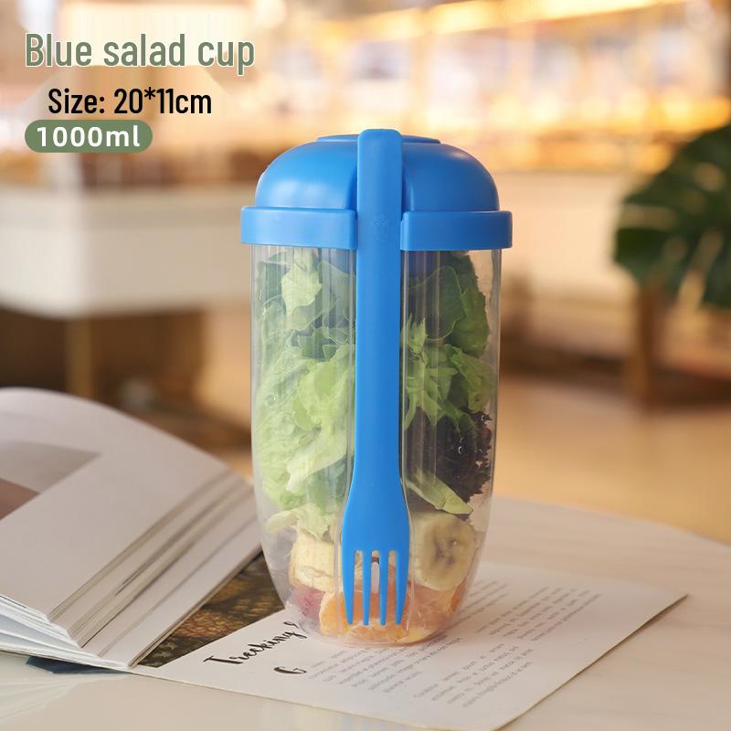 

Portable Salad Cup with Fork and Lid for Office, Student, and Slimming Meals 1000ml