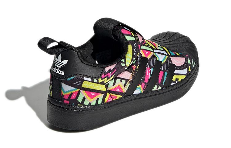 Adidas Originals SUPERSTAR 360 Comfortable Abrasion Resistant Low top Skateboard Shoes Black Yellow Kids' EE8386