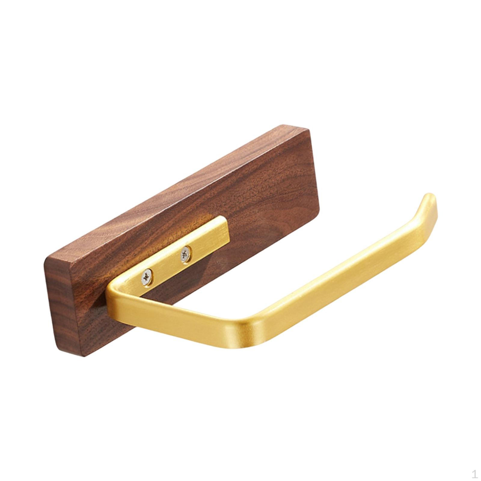 

Тримач для паперу з горіхового дерева Органайзер для туалетного паперу Креативний тримач для туалетного рулону золотий