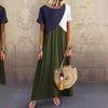 Women Dresses Long Maxi Dresses for Women Vestidos Casual Dress Beach Patchwork Color Short Sleeve Loose Casual Plus Size Dress