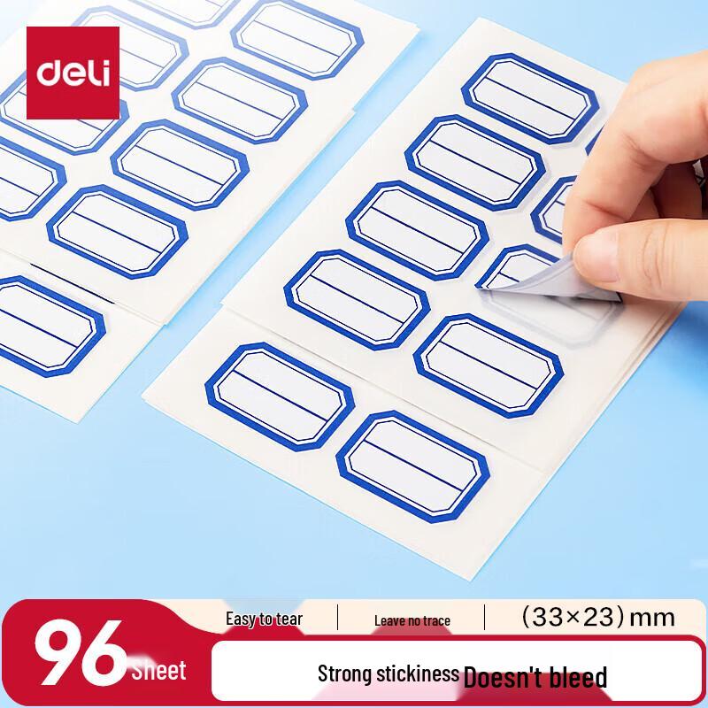 Deli Blue Border Self-Adhesive Name Tag Labels