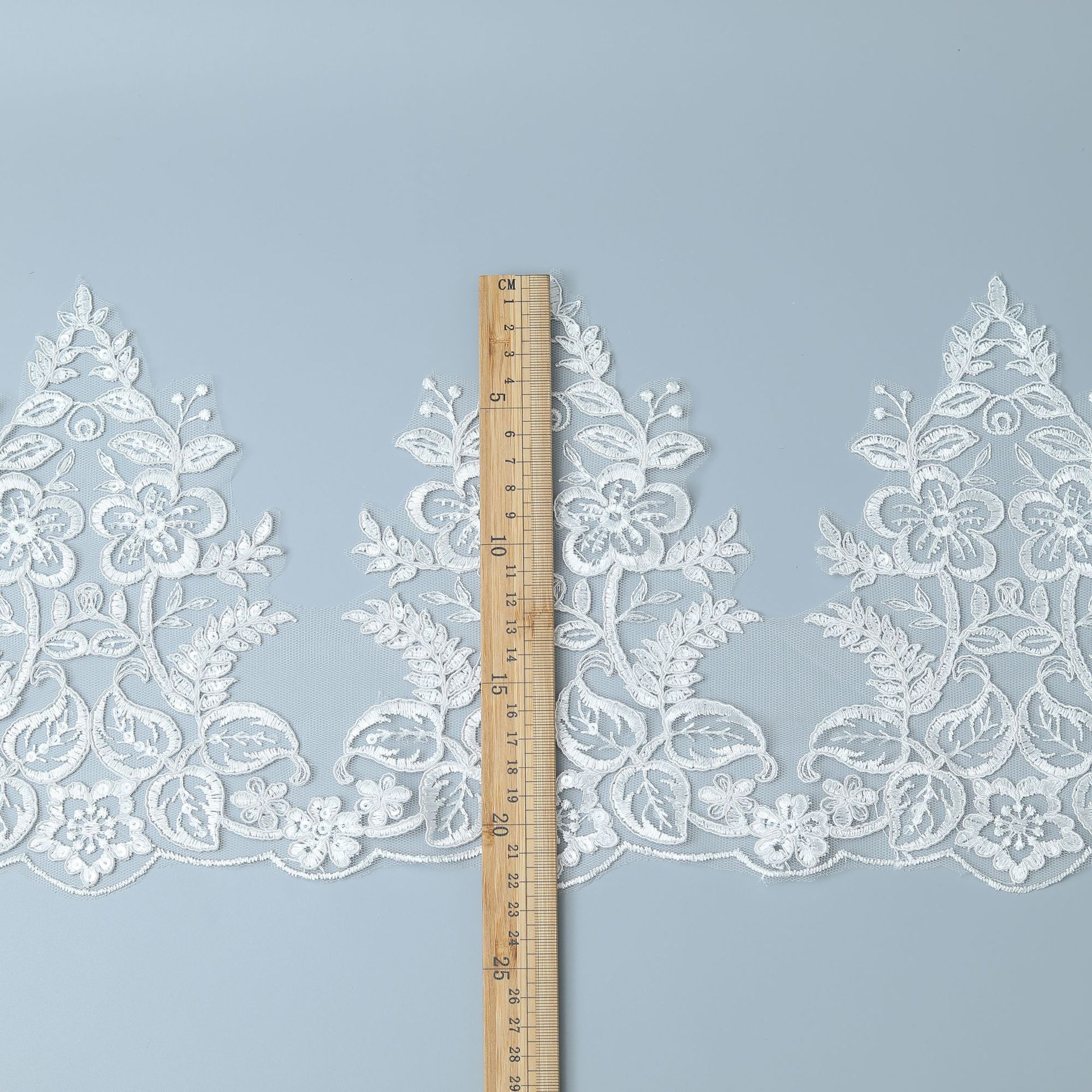 

Car Bone Lace Children S Dress Princess Dress Hem Beads Lace Wedding Dress Performance Dress Lace Accessories 22Cm White/transparent sheet, width 22CM