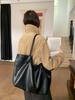 Drawstring Pleated PU Leather Shoulder Bags for Women Simple Solid Color Female Tote Handbags Casual Large Capacity Daily Bag