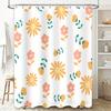 Bathroom Shower Curtain Fabric Waterproof Floral Print Decorative Home Decoration White with Orange Flowers Pattern (180cm)