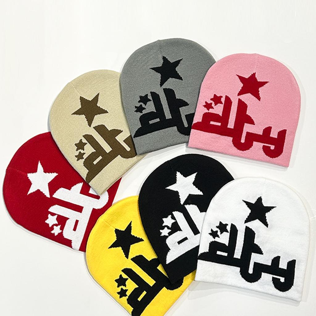 Subculture Knitted Jacquard Star Hat Punk Adult Outdoor Cycling Skiing Hat Lovely Cold Winter Keep Warm Hat for Friend