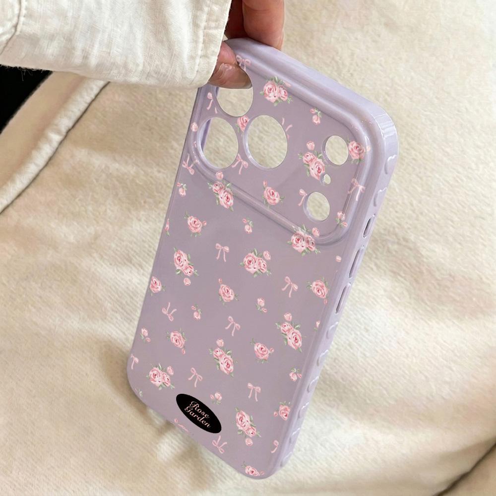 Floral Korean Silicone Phone Case For iPhone 17 Pro 16 11 13 12 15 14 Pro Max Cream Pink Little Flower Cover Lens Protection