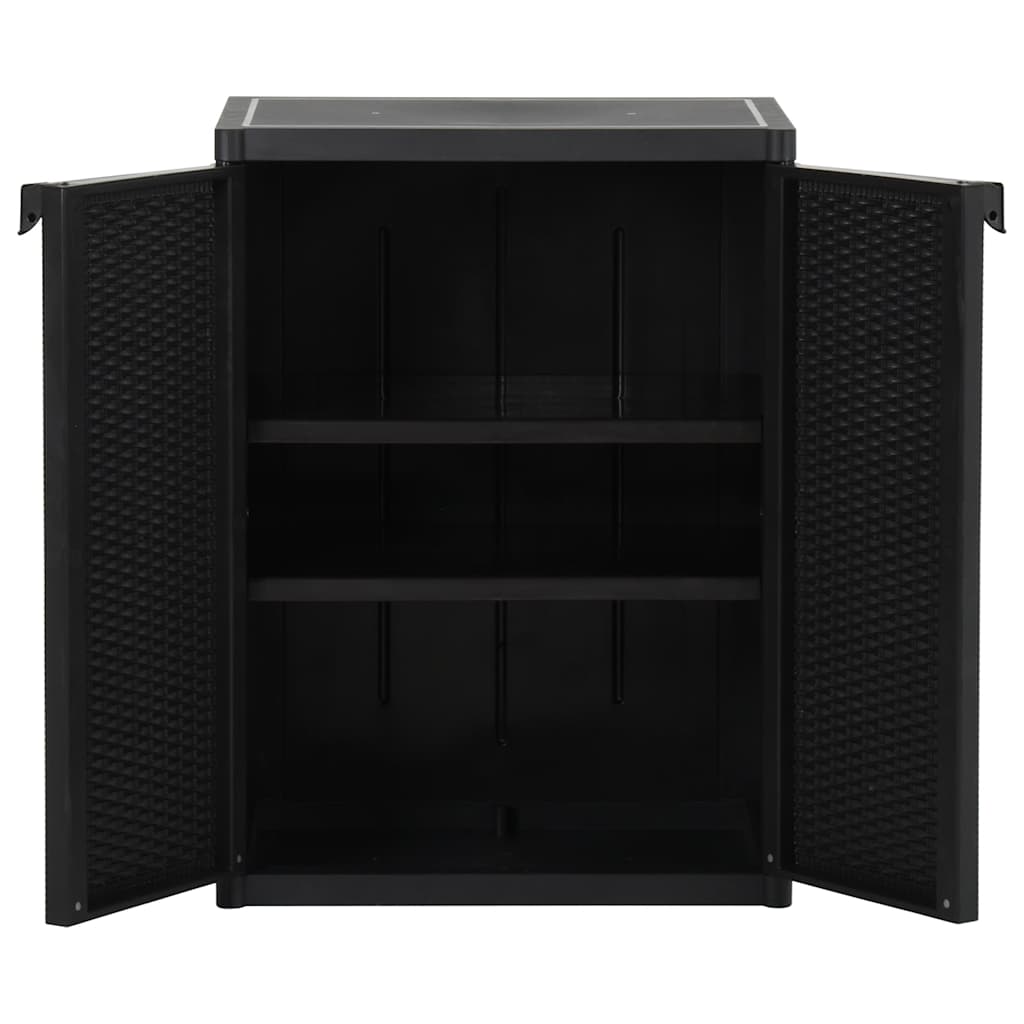 Garden Storage Cabinet Black 65 x 45 x 88 cm PP Wicker Look