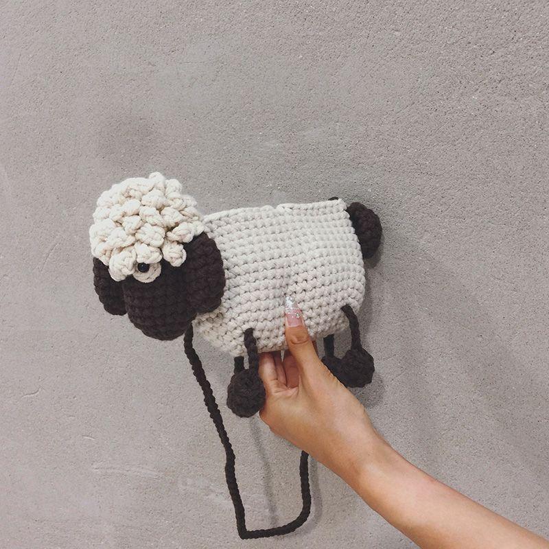 

Women s Cute Hand-Woven Wool Crossbody Bag Beige