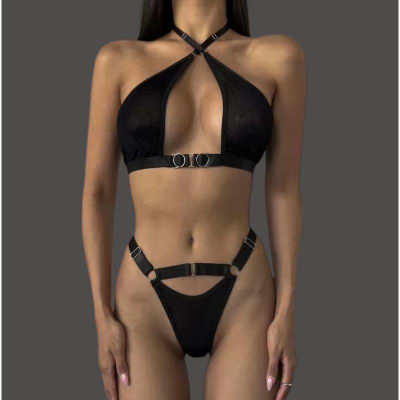 Two Pieces Hot Sexy Lingerie Sets Women Cut Out Sexy Erotic Set Fancy Underwear Thin Mesh Push Up Bra And Panty Erotic Costumes