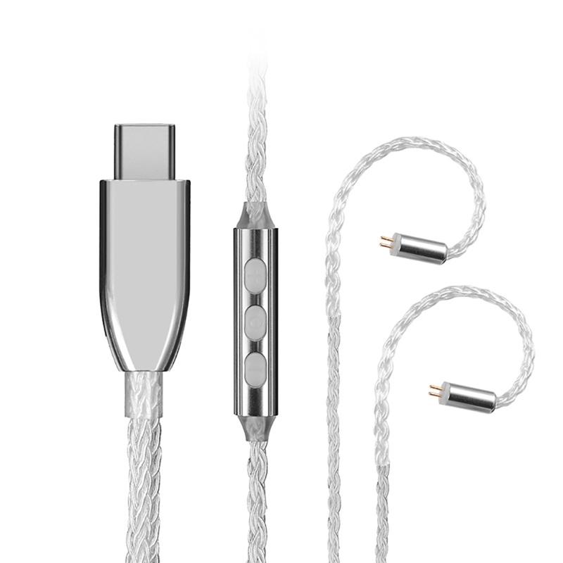 Replacement Upgrade Cable 3.5mm/Type-C 8Core Wire 2Pin 0.78mm Plug Headphone Cable Support Volume Control 51inch Cable
