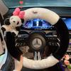 Car Steering Wheel Cover, Ultra-Thick Winter Hand Warmer, Cute and Warm Plush Heated Rabbit Fur Handlebar Cover for Men and Women