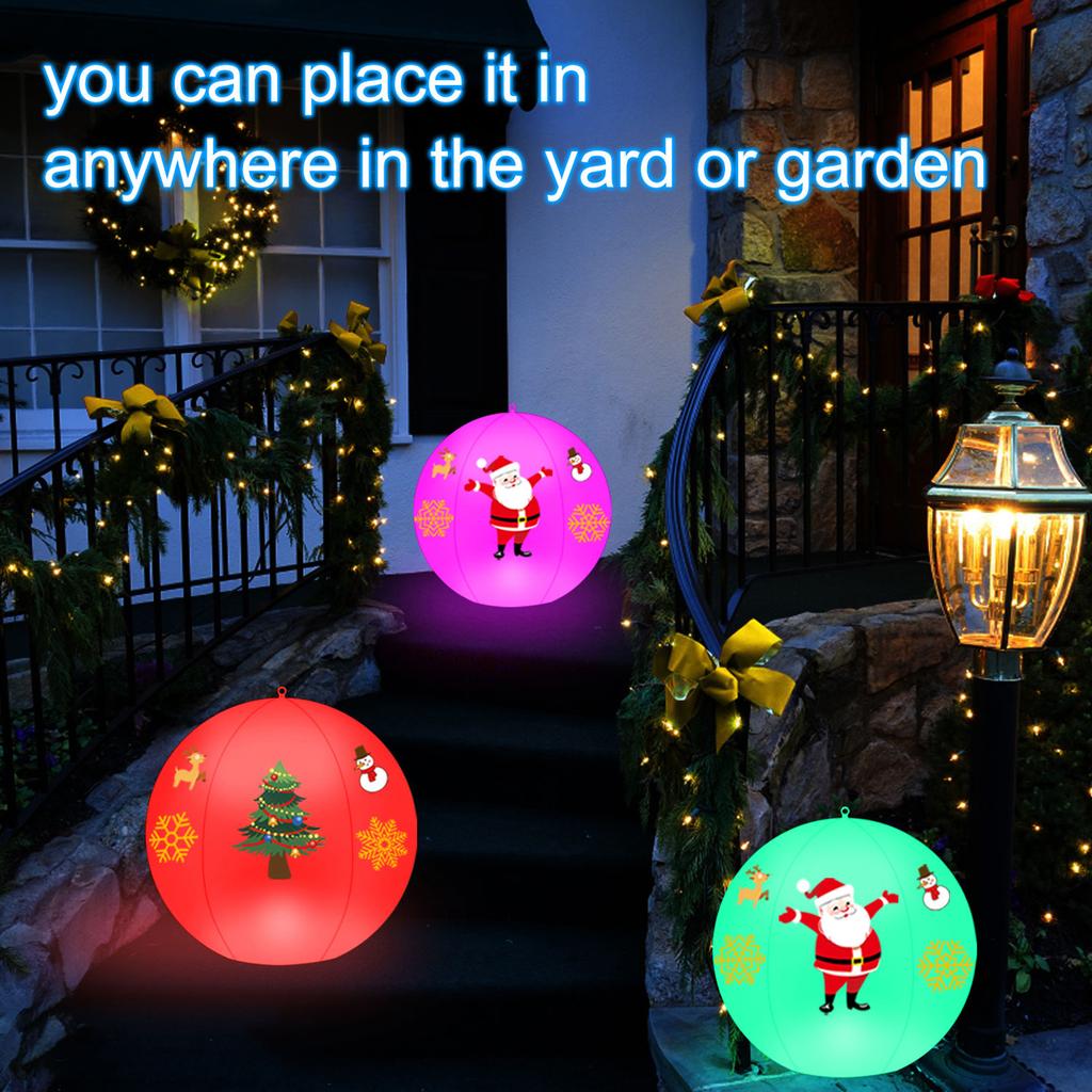 2PCS Solar Powered LEDs Floatings Pool Lights with 2PCS Santa Claus Design Sticker RGBW 16 Color