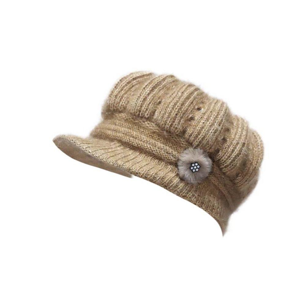 Plush Simple Mommy Hat Thicken Winter Warm Cap Elegant Knitted Cap  Female/Girls