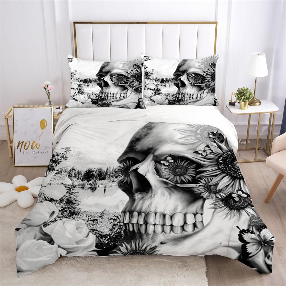 Narzuty na łóżka z nadrukiem czaszki 3D, rozmiar pojedynczy, poliester, projekt pościeli, miękkie, wysokiej jakości tekstylia domowe