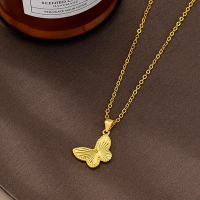 Luxurious Women's Laser-Crafted Butterfly Pendant: Gold-Tone, Long-Lasting Color Retention Jewelry